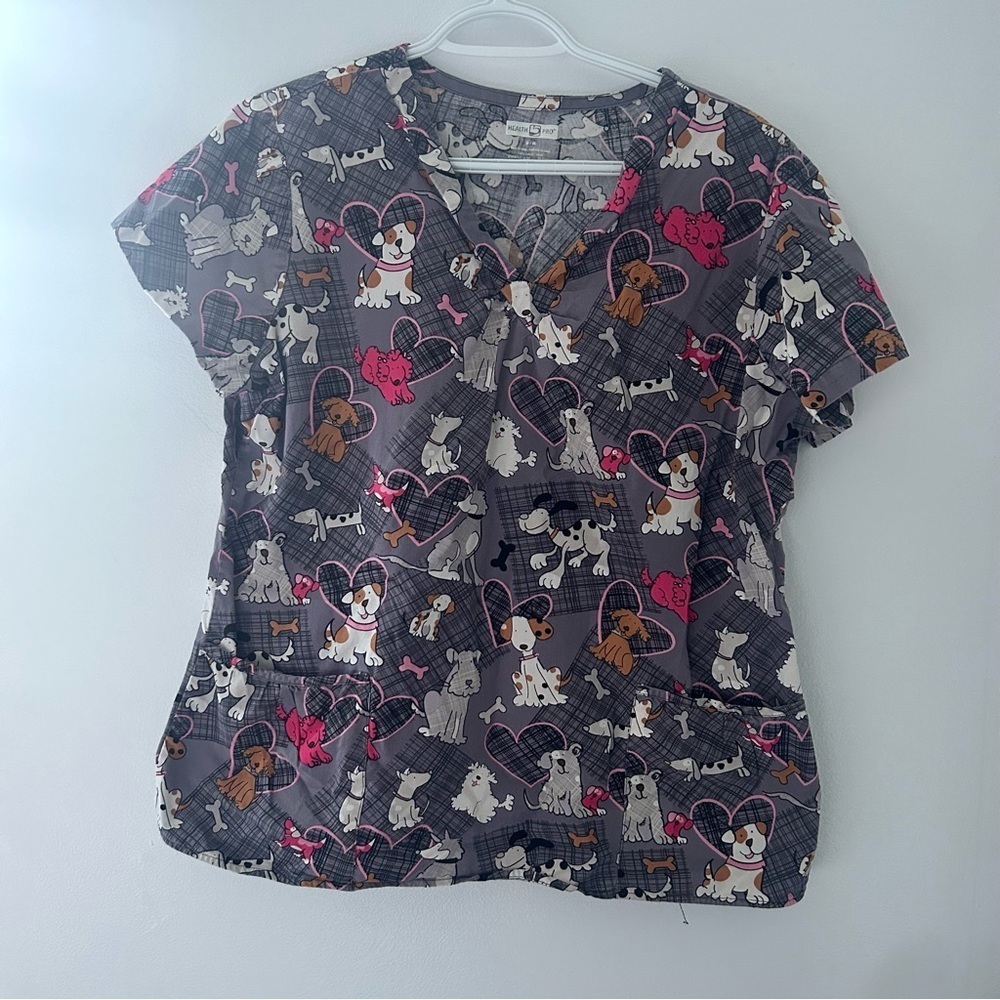 HealthPro Dog Print Scrub Top Women’s Medium